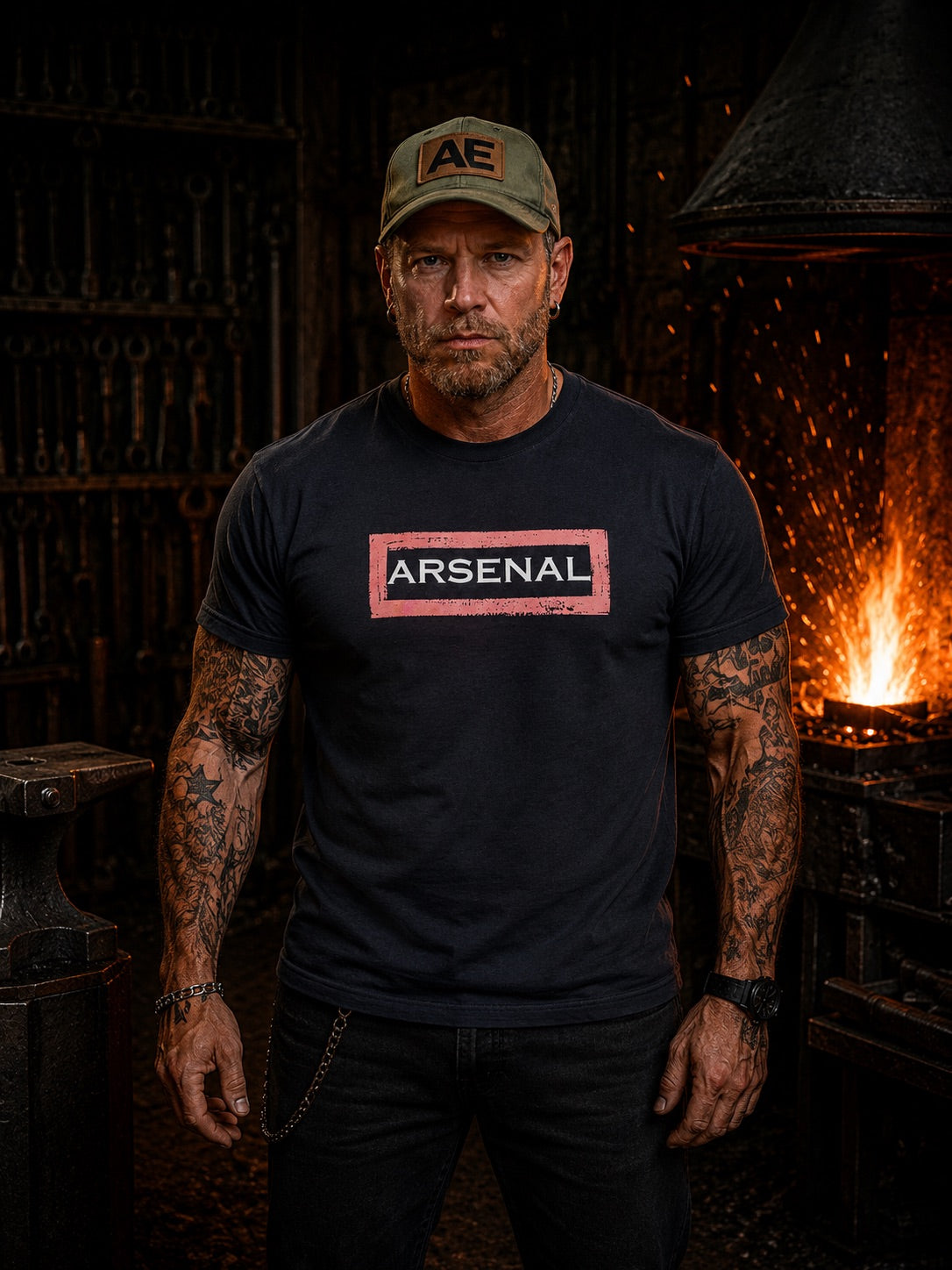 BLACK ARSENAL EDGE T-SHIRT (FRONT PRINT ONLY)